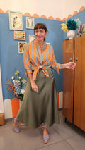 Camicia RIGHE COT. GRIGIO/arancione