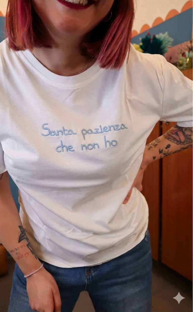 T-shirt ricamata SANTA PAZIENZA