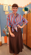 Camicia RIGHE COT.Ruggine / azzurro