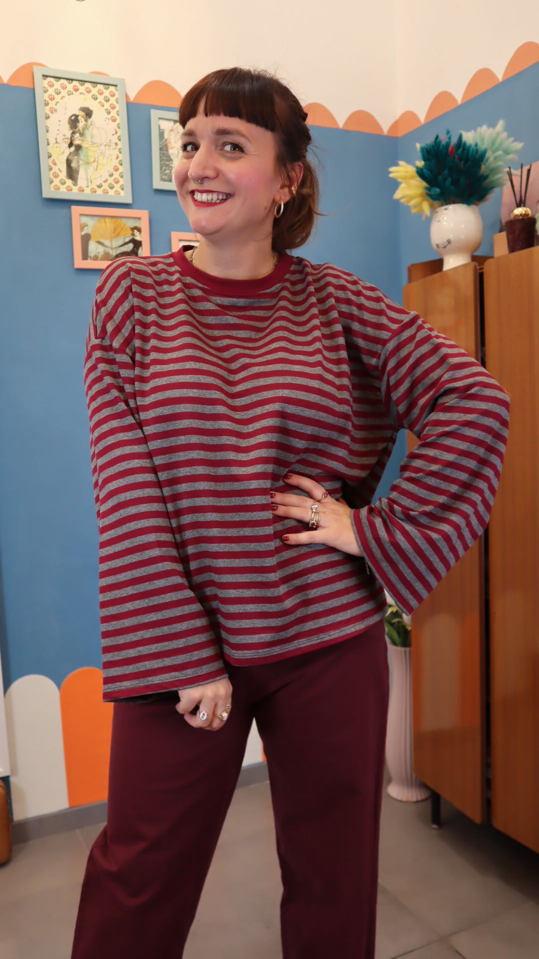 Maglia STRIPE GRIGIO/BORDò