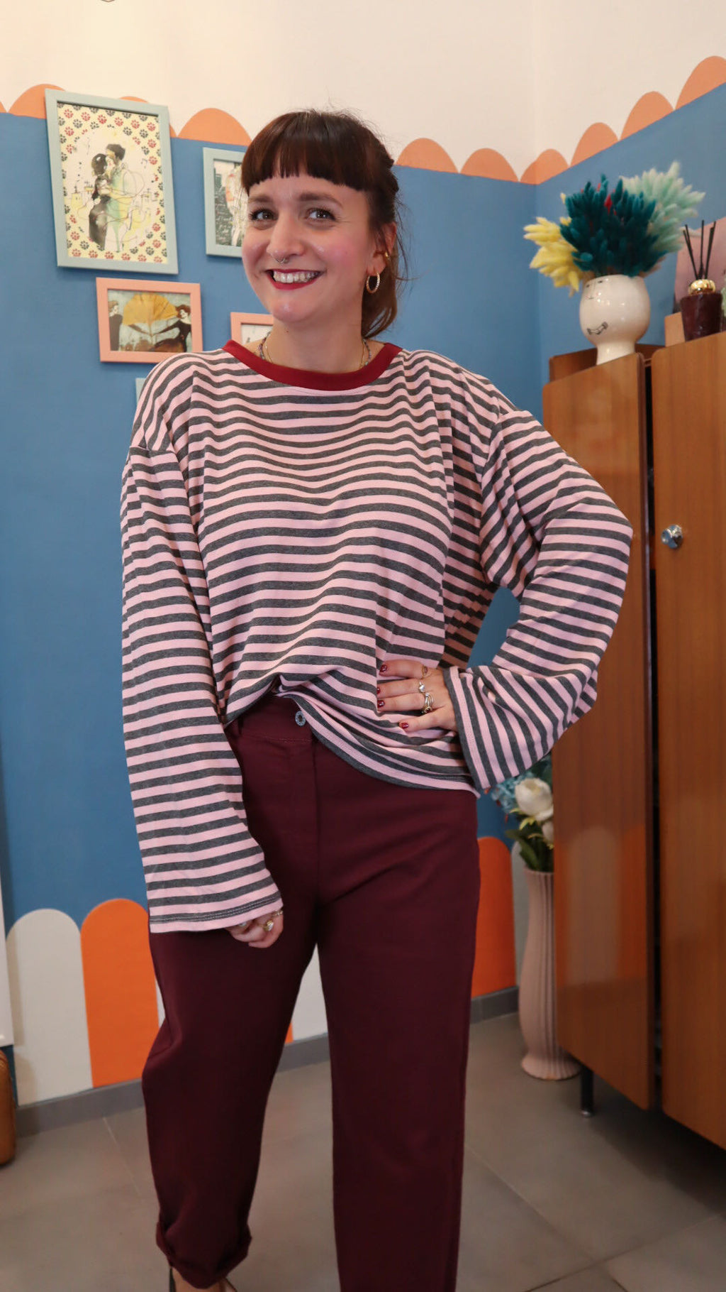 Maglia STRIPE GRIGIO/ ROSA