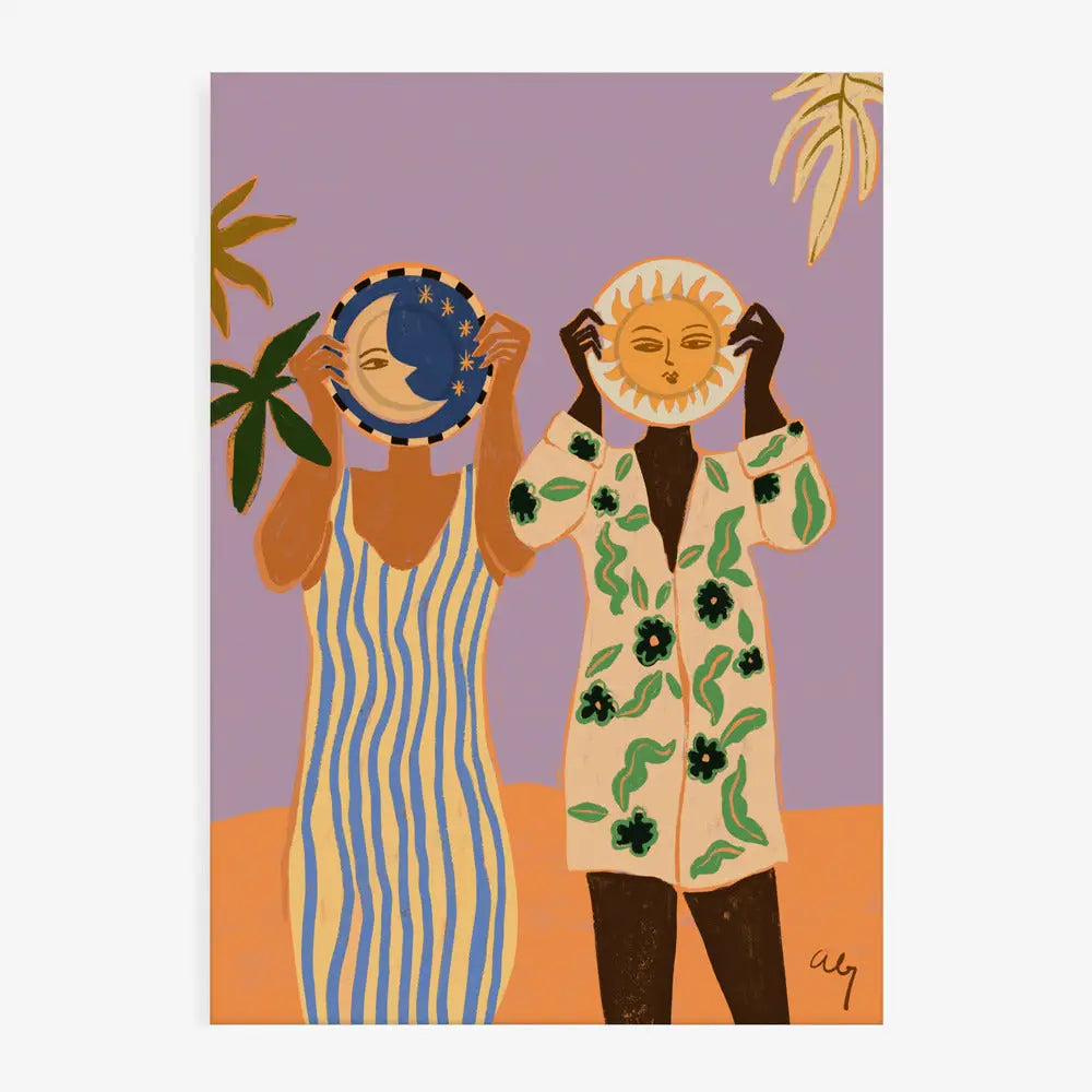 Stampa DUO SOLE E LUNA-BOHO MODERNISTA