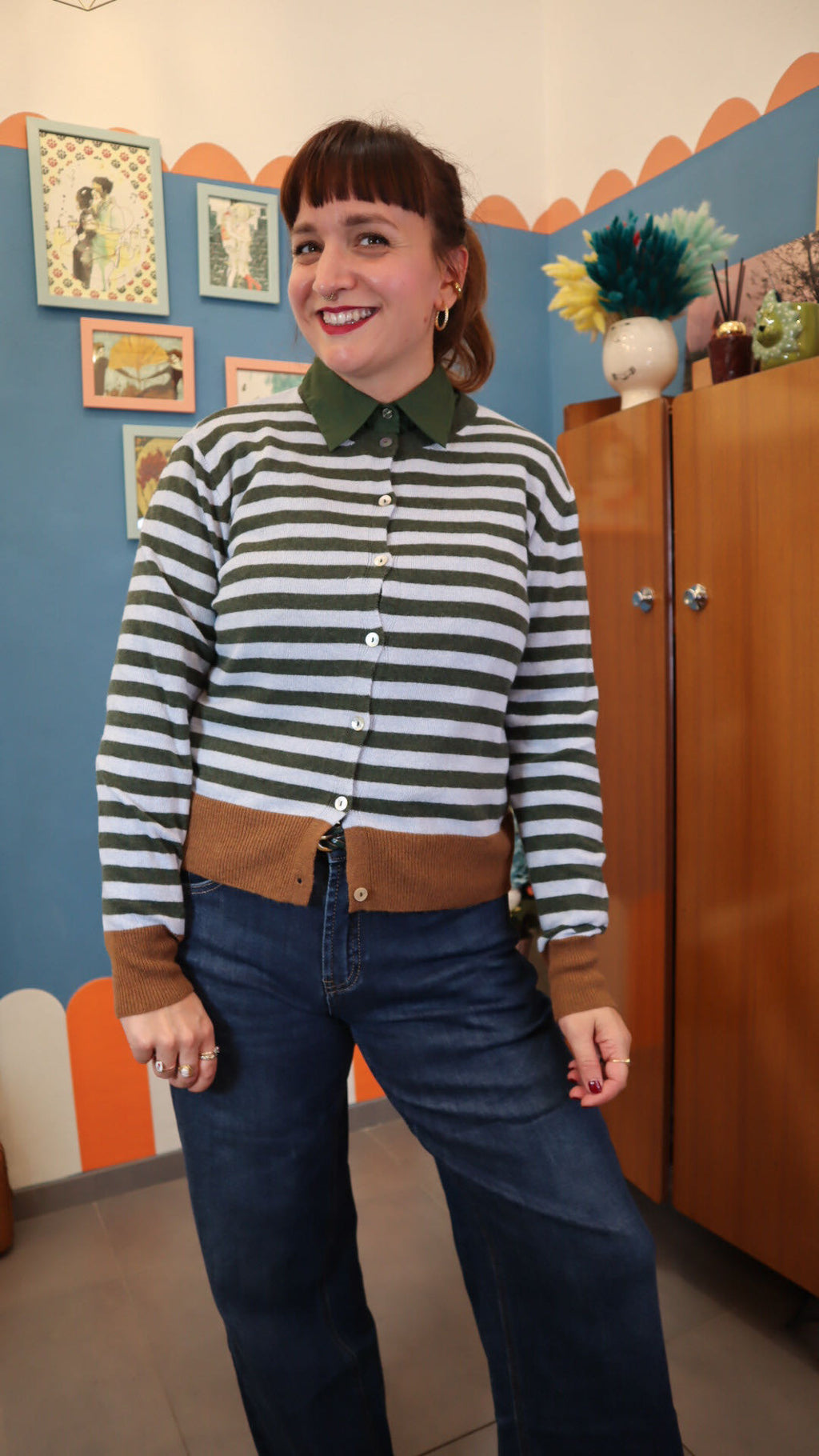 Cardigan MADISON POLVERE/VERDE