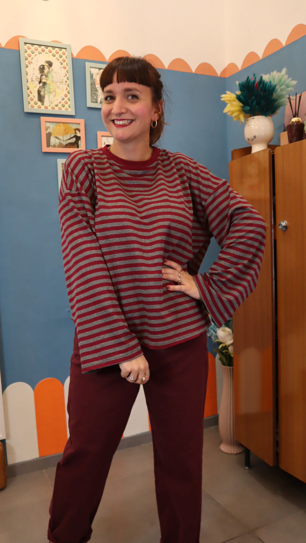 Maglia STRIPE GRIGIO/BORDò