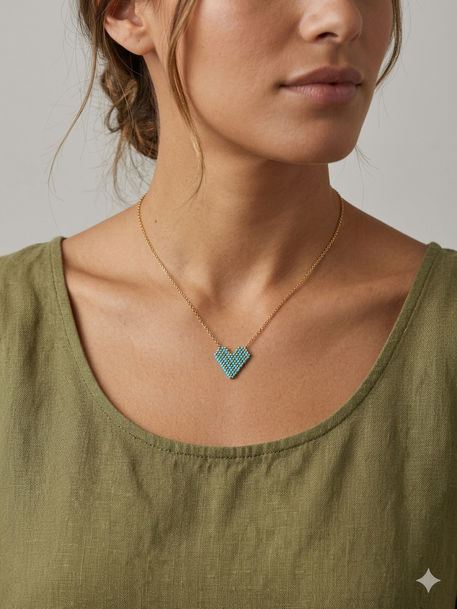 Collana CUORE ORO E AZZURRO