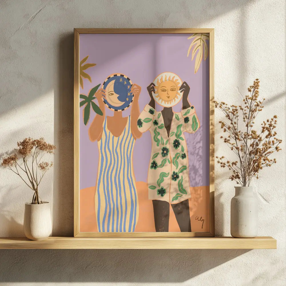 Stampa DUO SOLE E LUNA-BOHO MODERNISTA