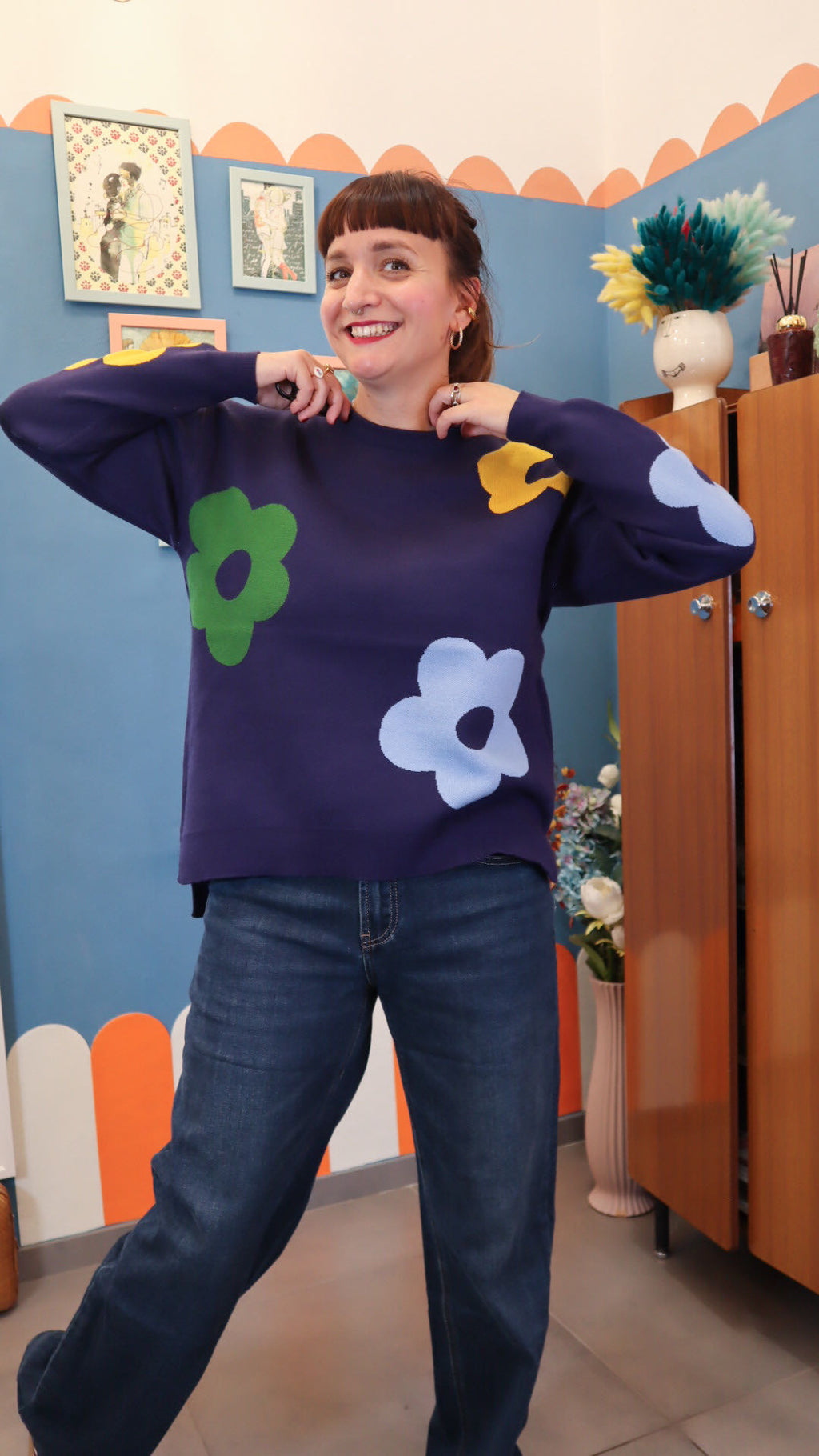 Maglione BLU FIORI
