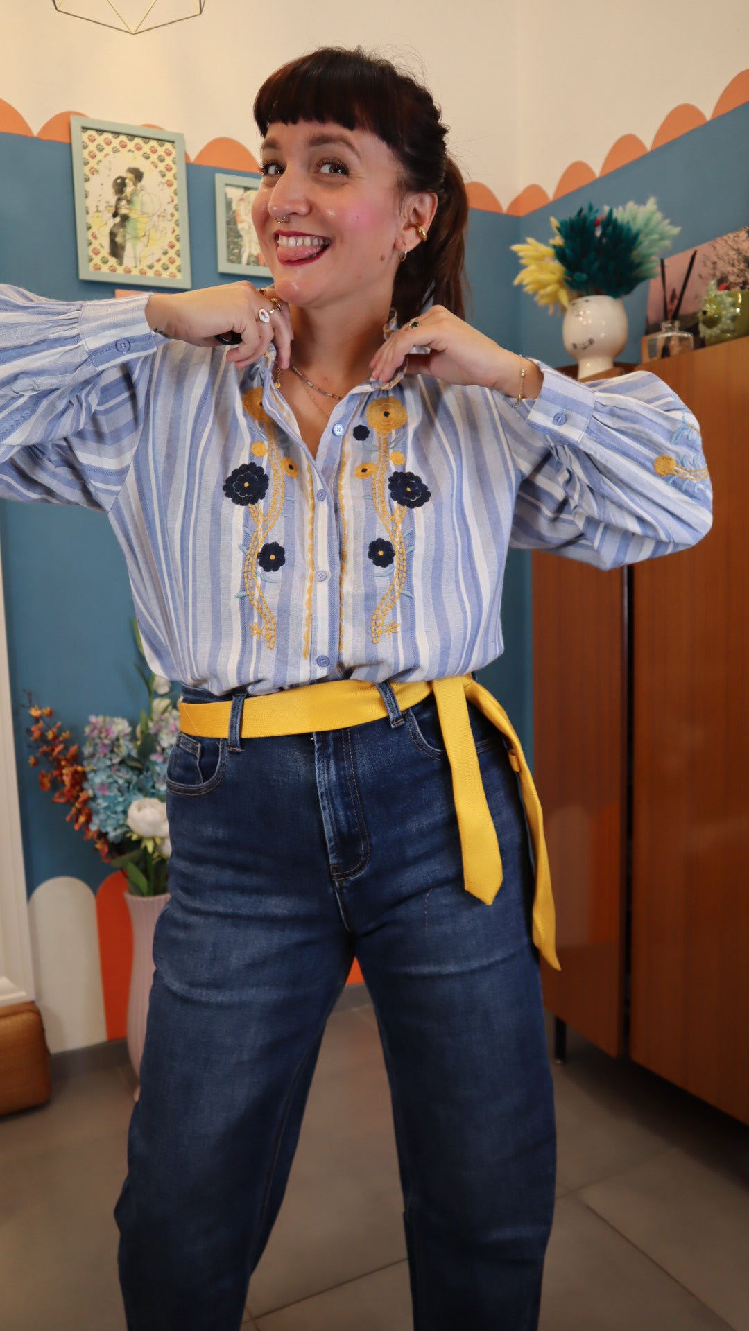 Camicia  VIS FIORI GIALLI