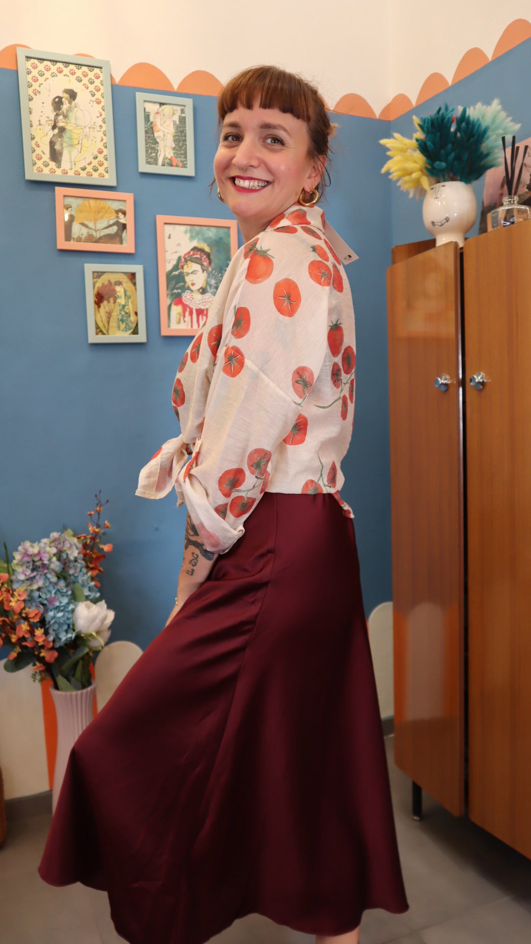 Gonna SATIN BORDEAUX