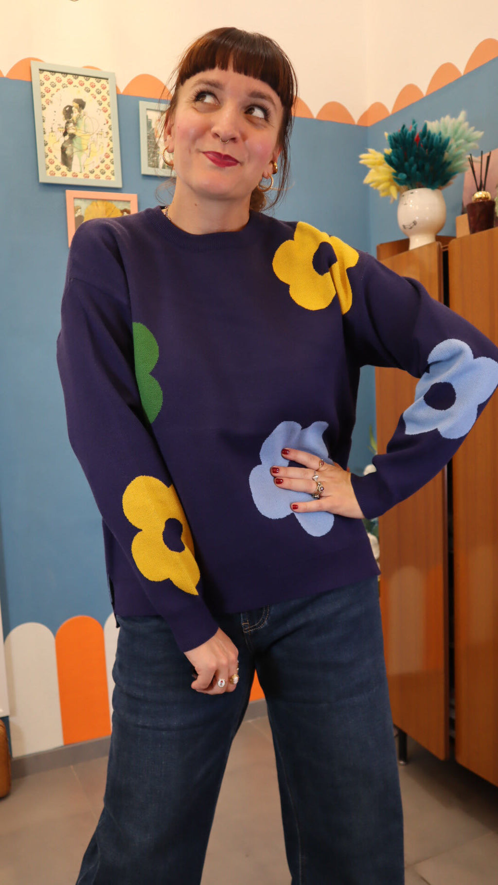 Maglione BLU FIORI