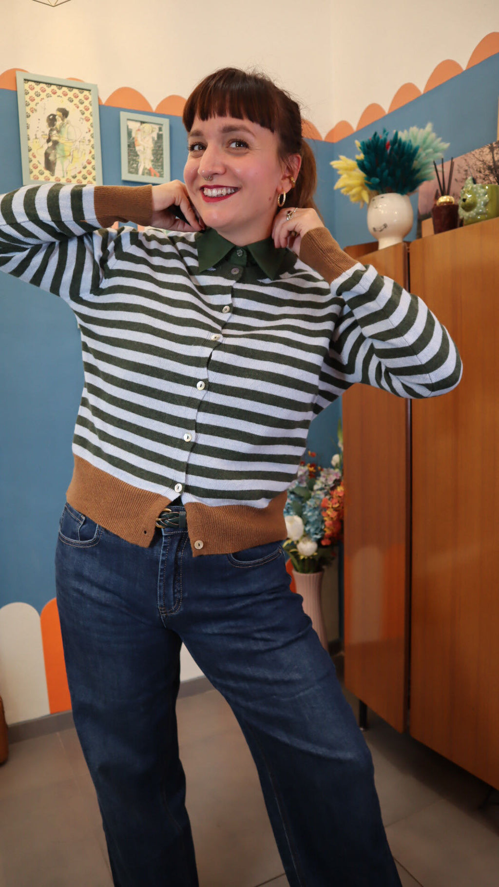 Cardigan MADISON POLVERE/VERDE