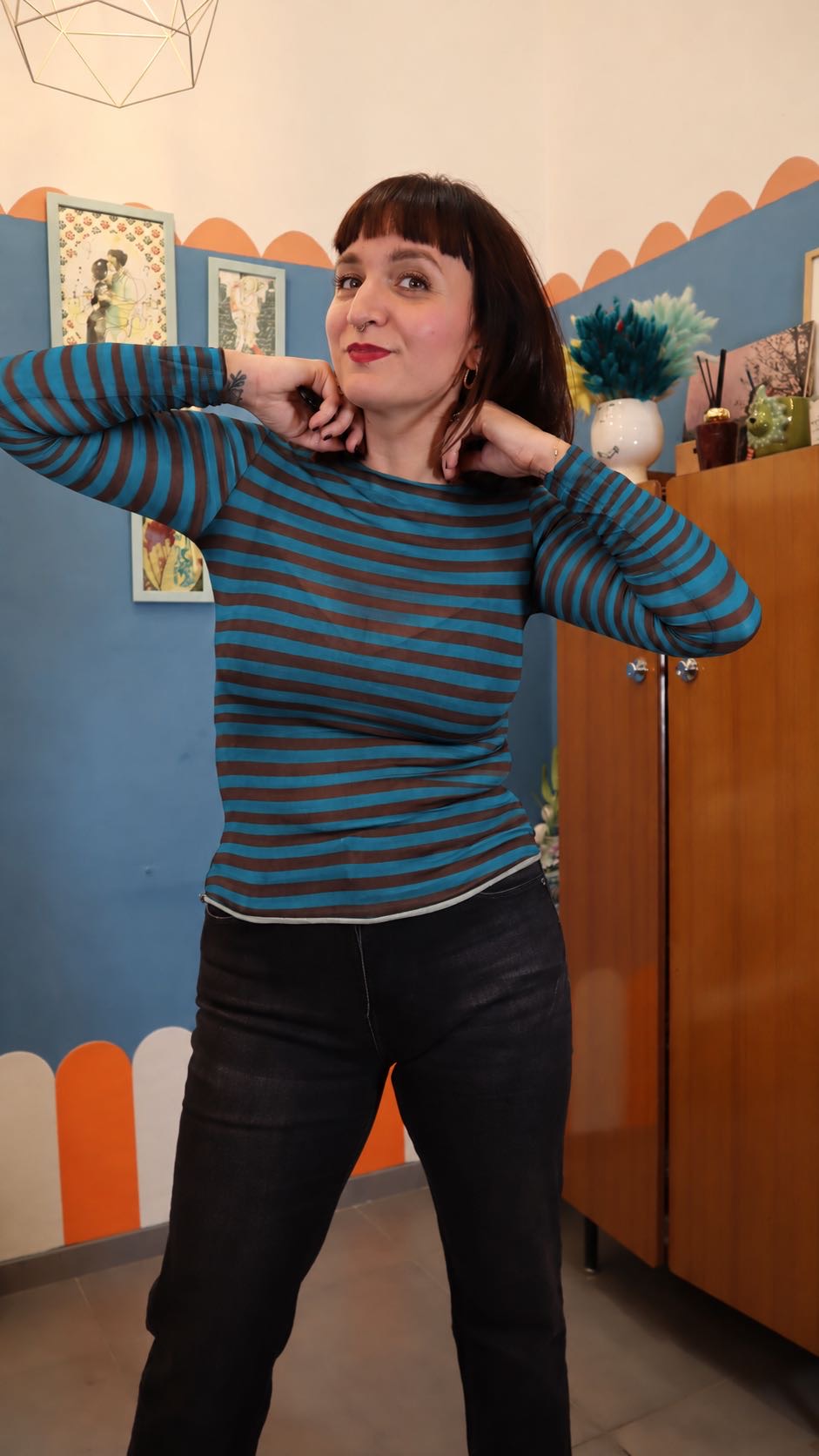 Maglia LILLYBETH RIGHE OTTANIO E MARRONE
