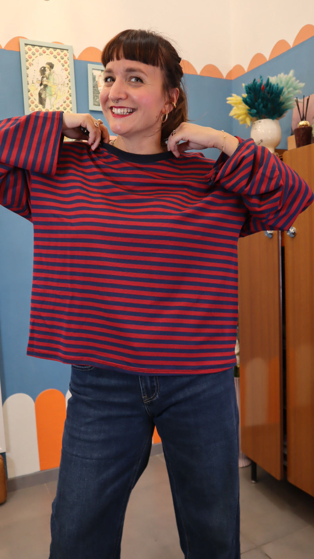 Maglia STRIPE BLU/BORDò
