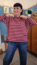 Maglia RIGHE bordeaux/ rosa