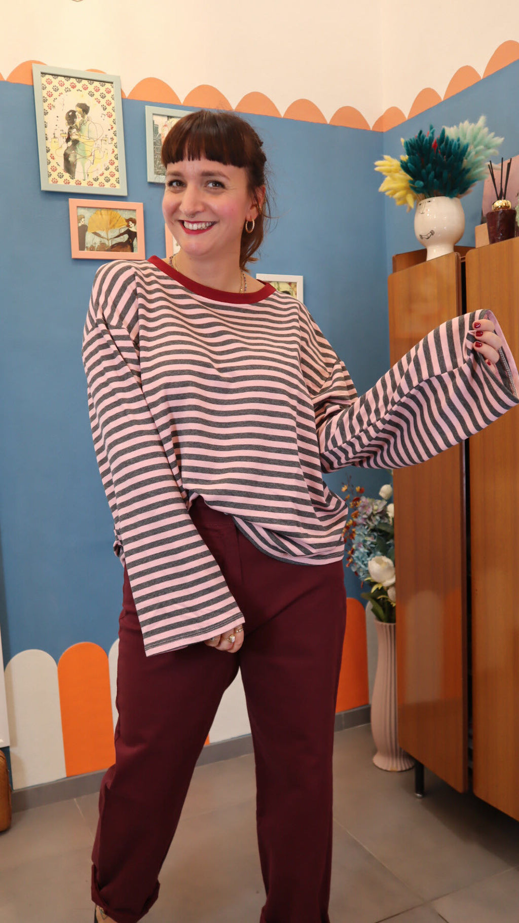 Maglia STRIPE GRIGIO/ ROSA
