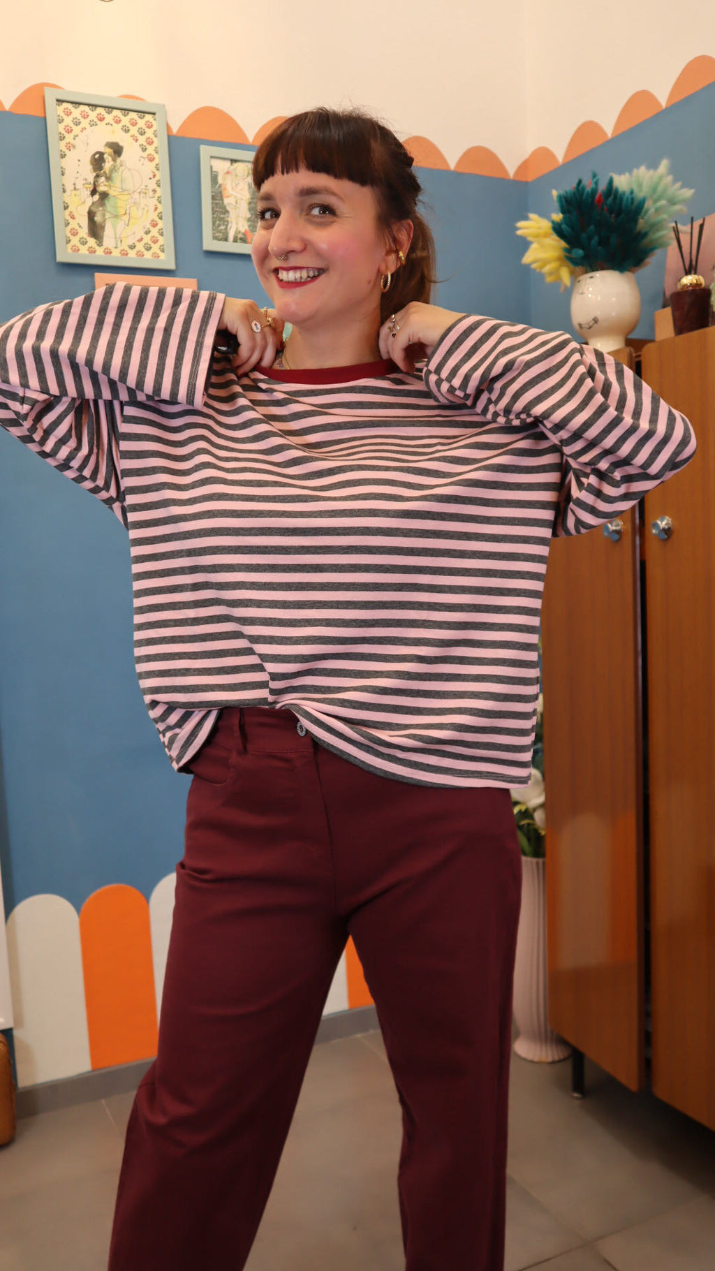 Maglia STRIPE GRIGIO/ ROSA