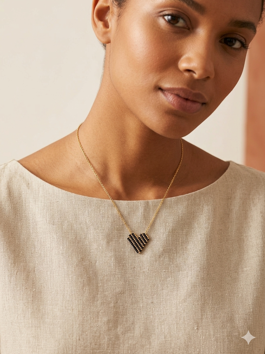 Collana CUORE ORO E NERO