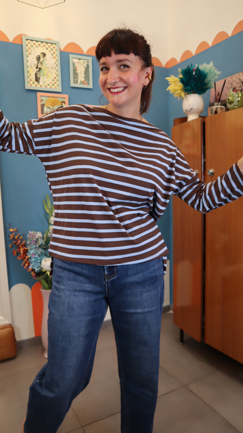 Maglia RIGHE marrone/ azzurro