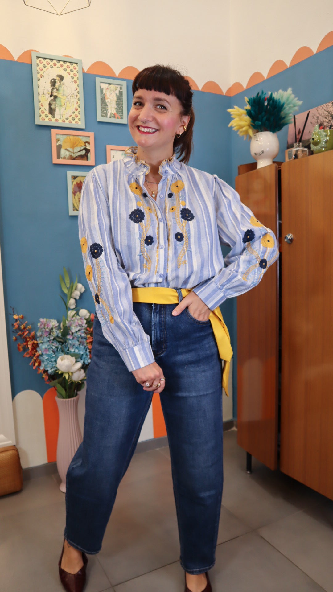 Camicia  VIS FIORI GIALLI