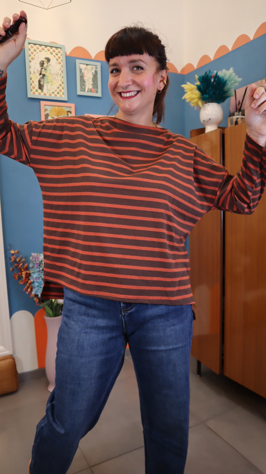 Maglia RIGHE marrone/ arancio