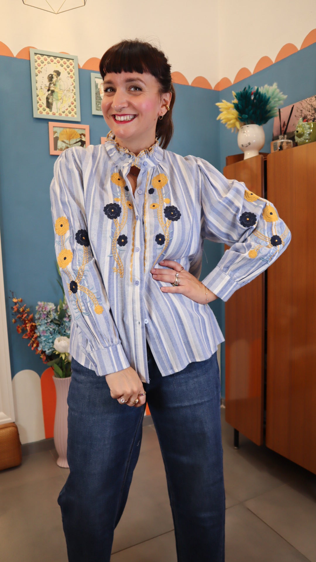 Camicia  VIS FIORI GIALLI