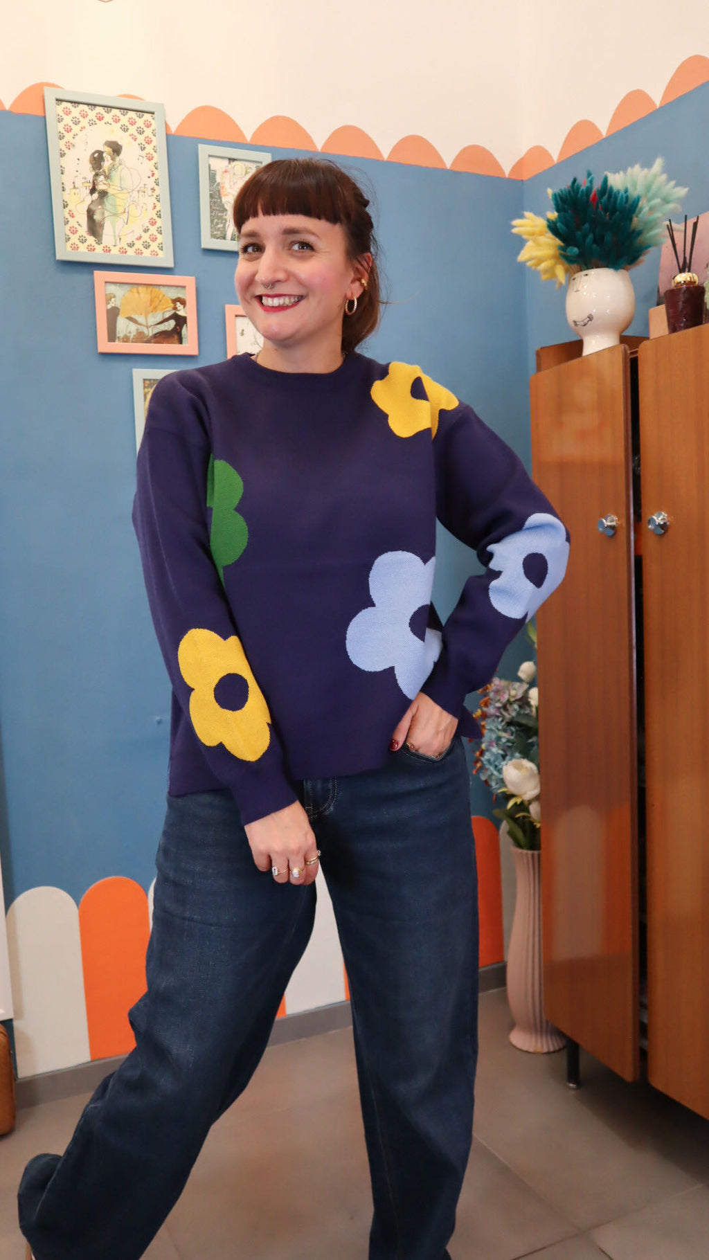 Maglione BLU FIORI