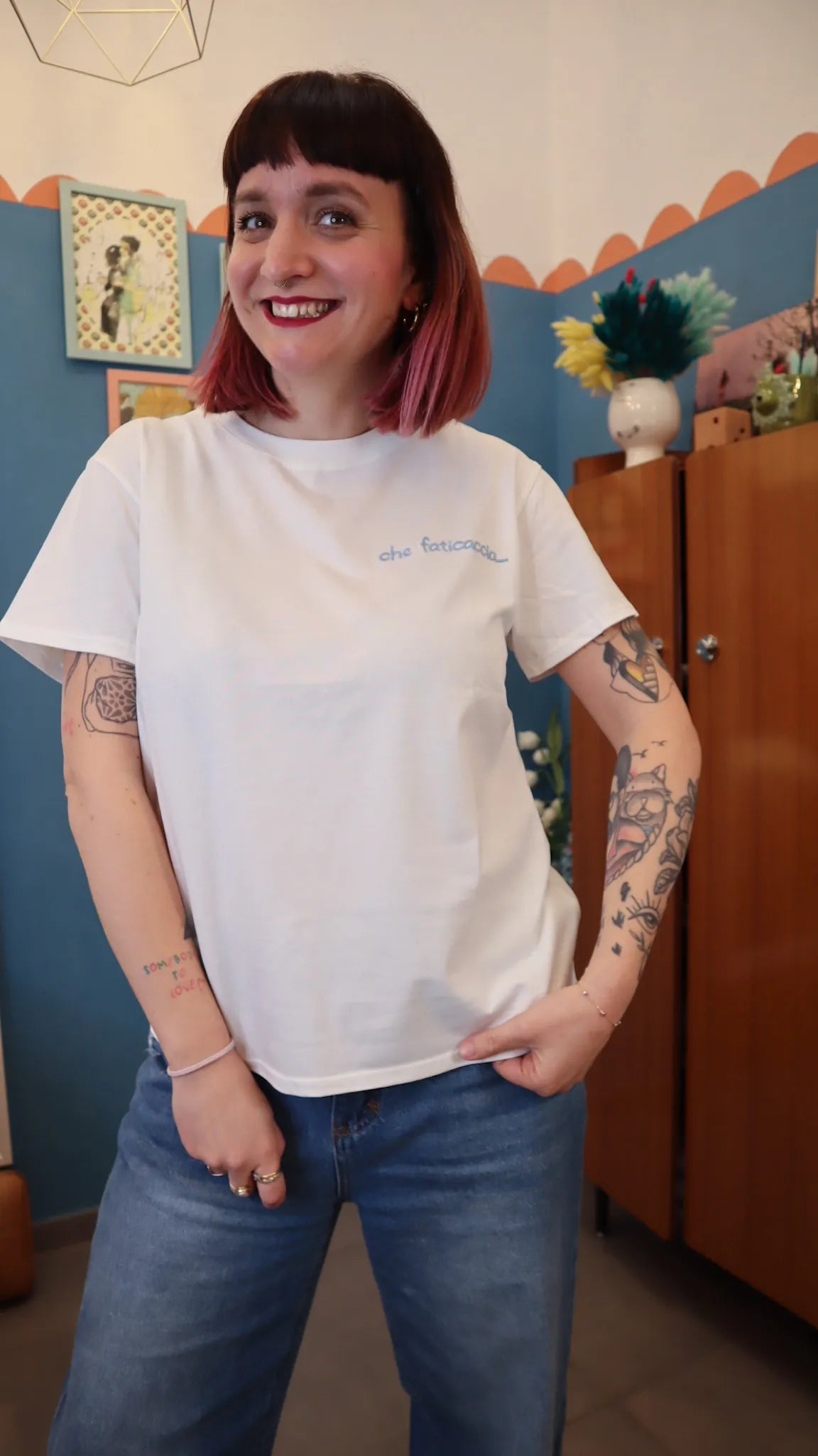 T-shirt ricamata FATICACCIA