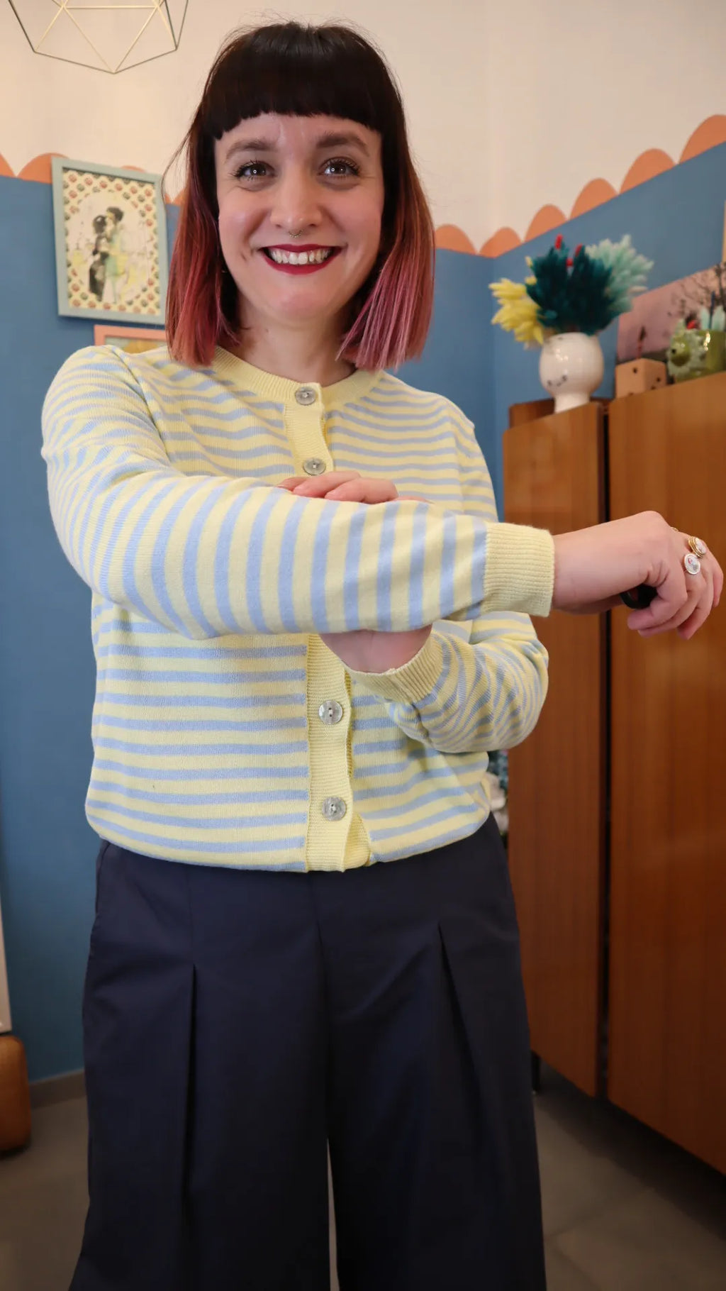 Cardigan RIGHE Giallo