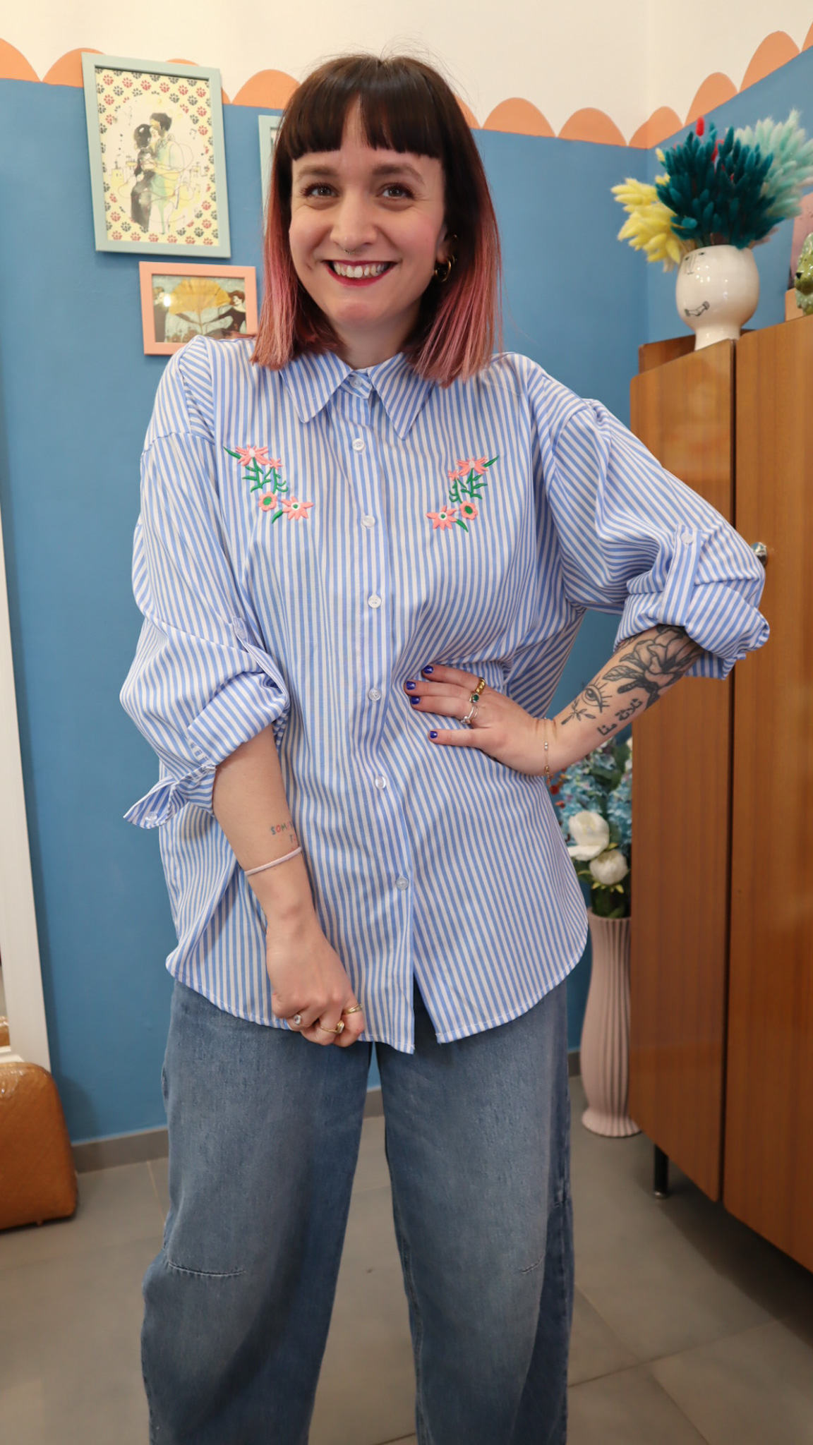 Camicia RIGHE E FIORI