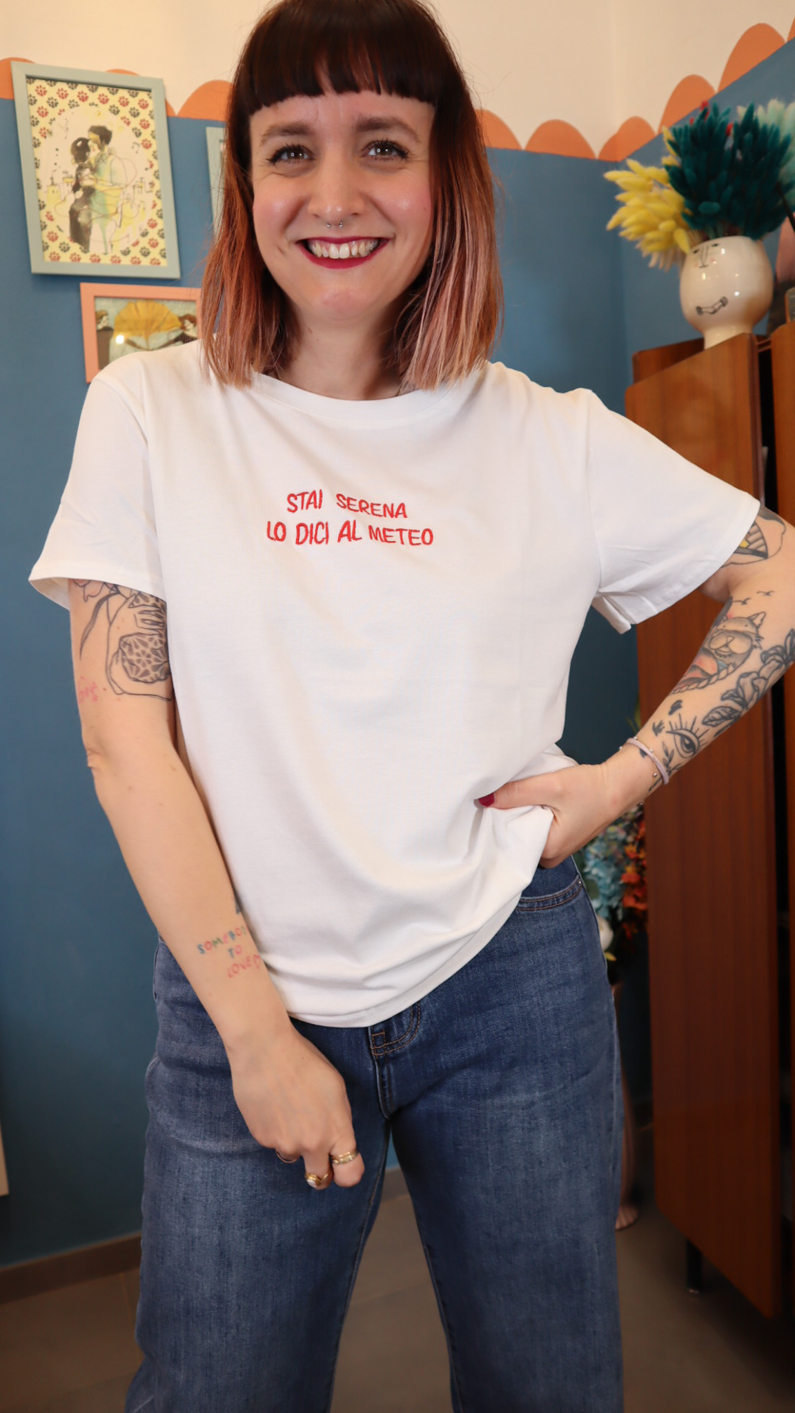 T-shirt ricamata STAI SERENA