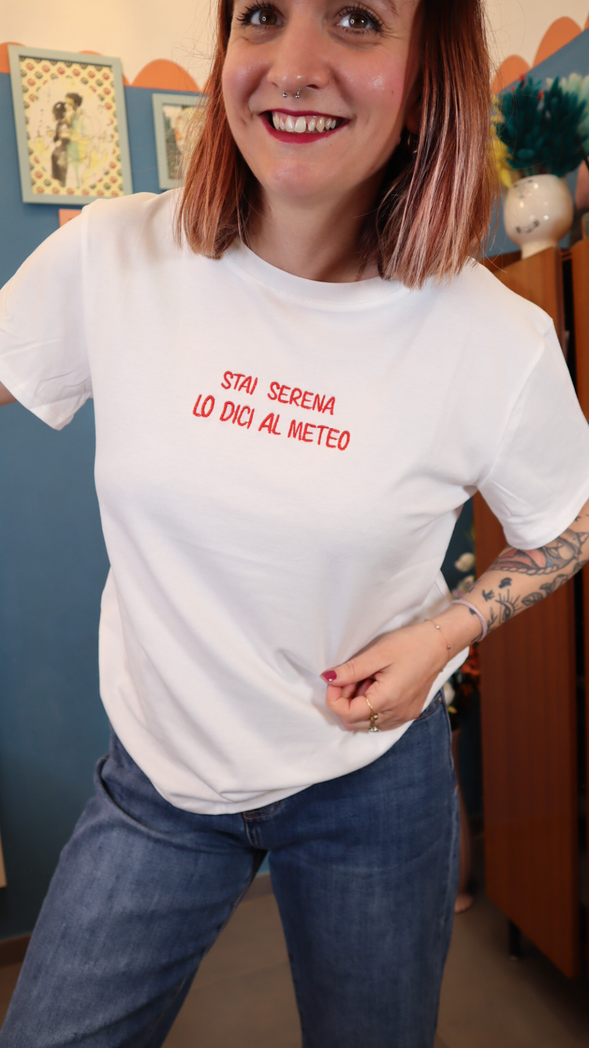 T-shirt ricamata STAI SERENA