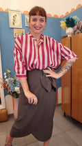 Camicia RIGHE COT. ciclamino/ white