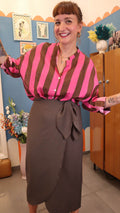 Camicia RIGHE COT. marrone/pink