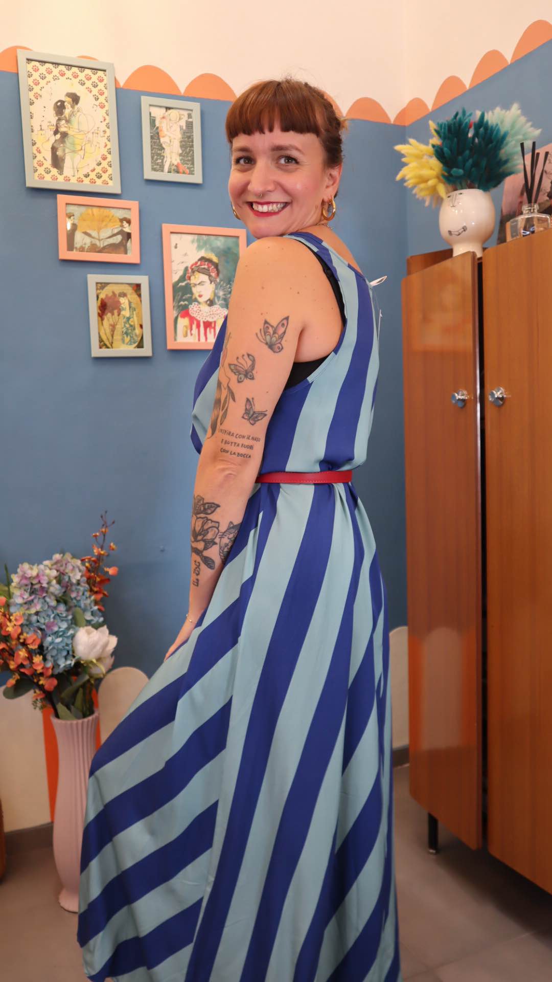 Vestito LONG RIGHE BLU