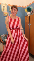 Vestito LONG RIGHE ROSSO