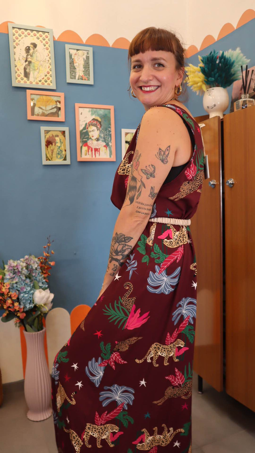 Vestito LONG TIGRI BORDEAUX