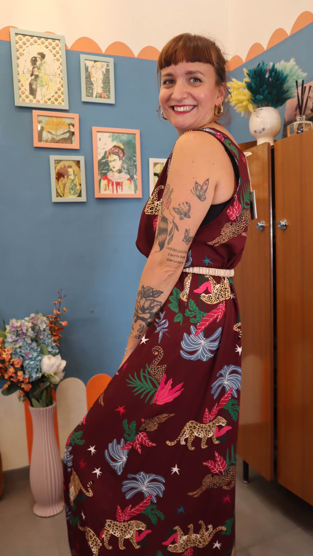 Vestito LONG TIGRI BORDEAUX