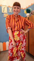 Camicia RIGHE COT. RUGGINE/ ARANCIO