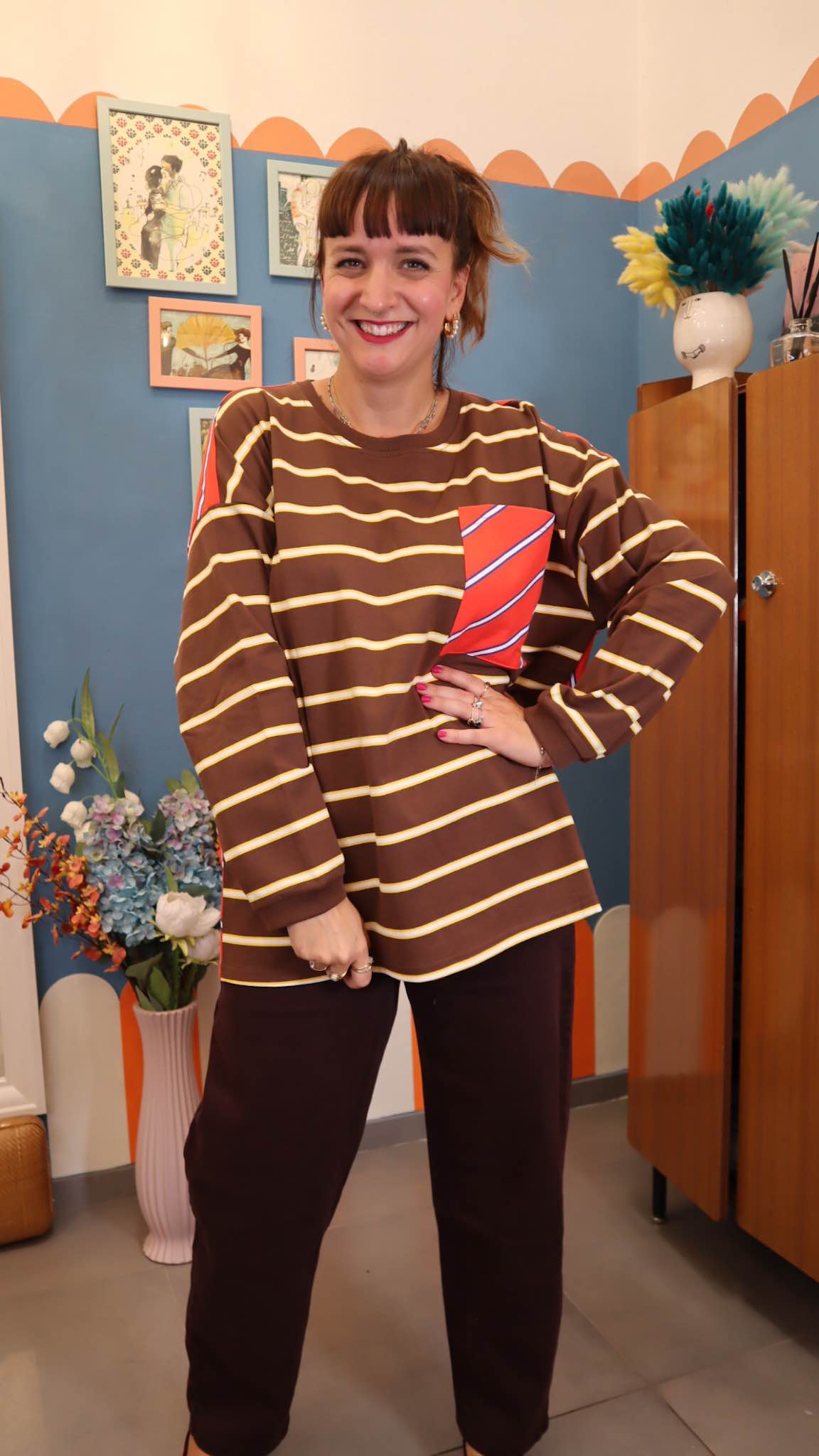 Felpa righe BROWN