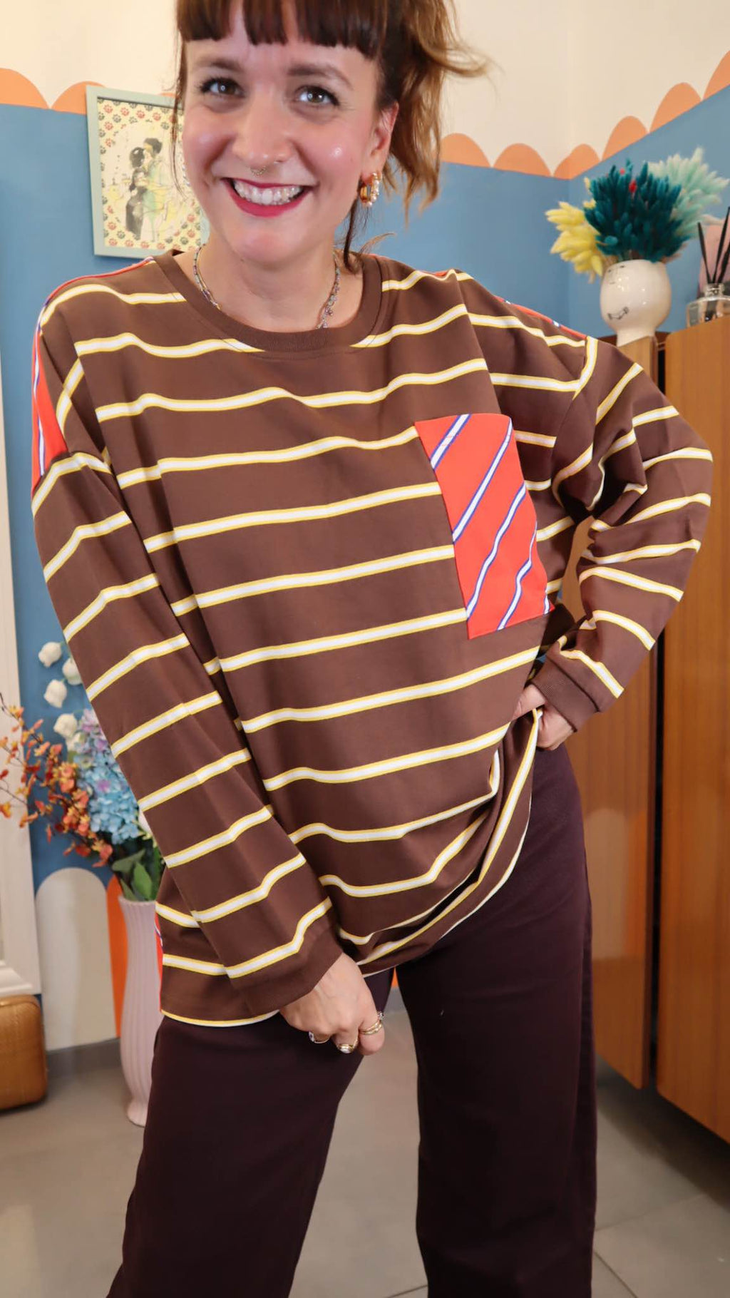 Felpa righe BROWN