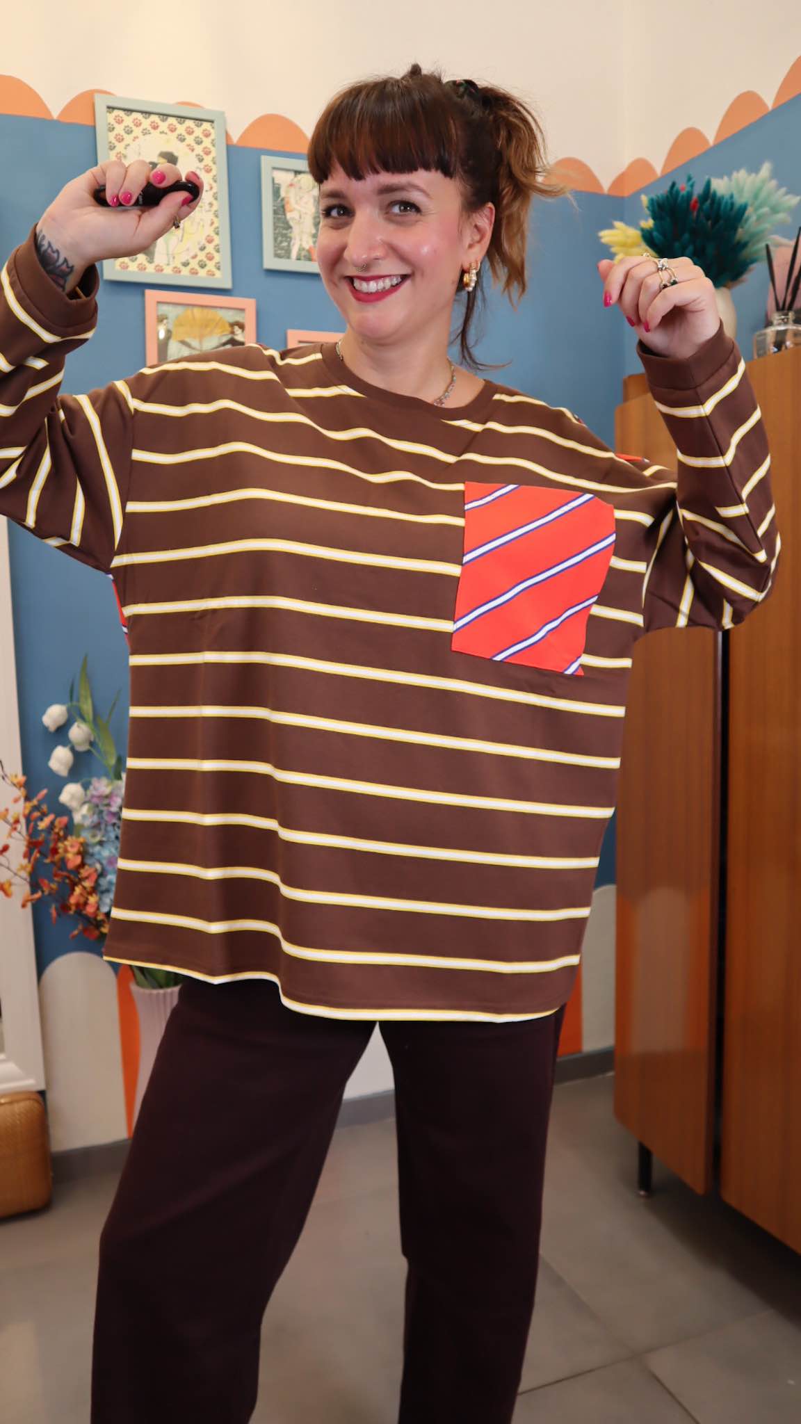 Felpa righe BROWN
